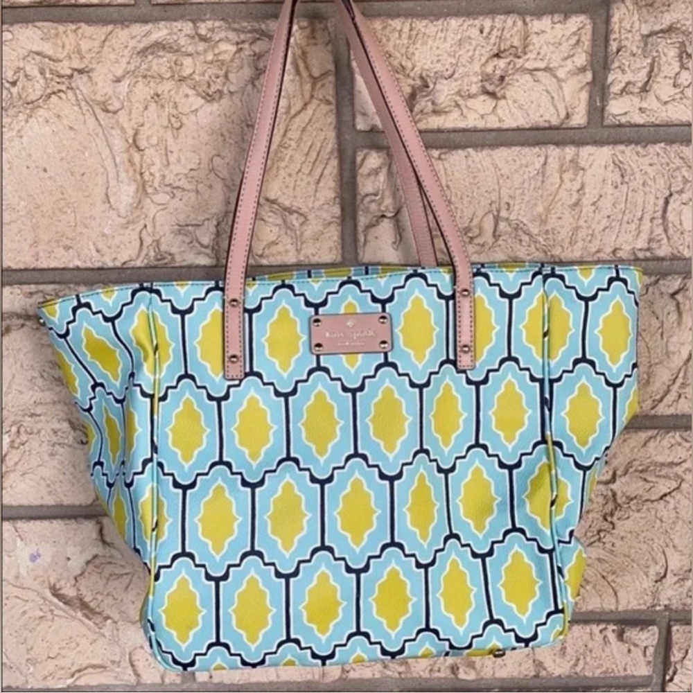 LIKE NEW- Kate Spade Cabana Tile Sidney Tote Bag in Seaglass & Moonstone